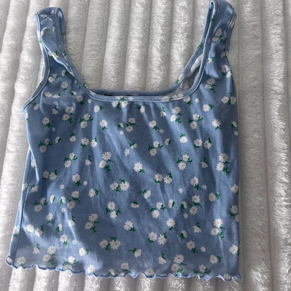 Floral Blue Tank Top